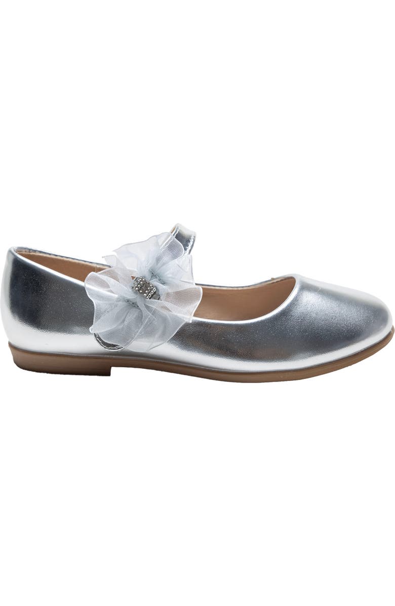 Tulleen Haile Rhinestone Flower Flats, Alternate, color, Silver
