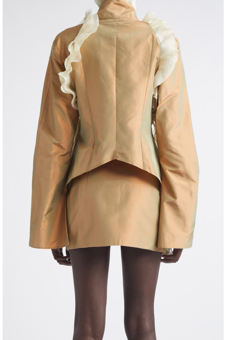 Larsen Crop Silk Lace-Up Top, Alternate, color, LIGHT BROWN