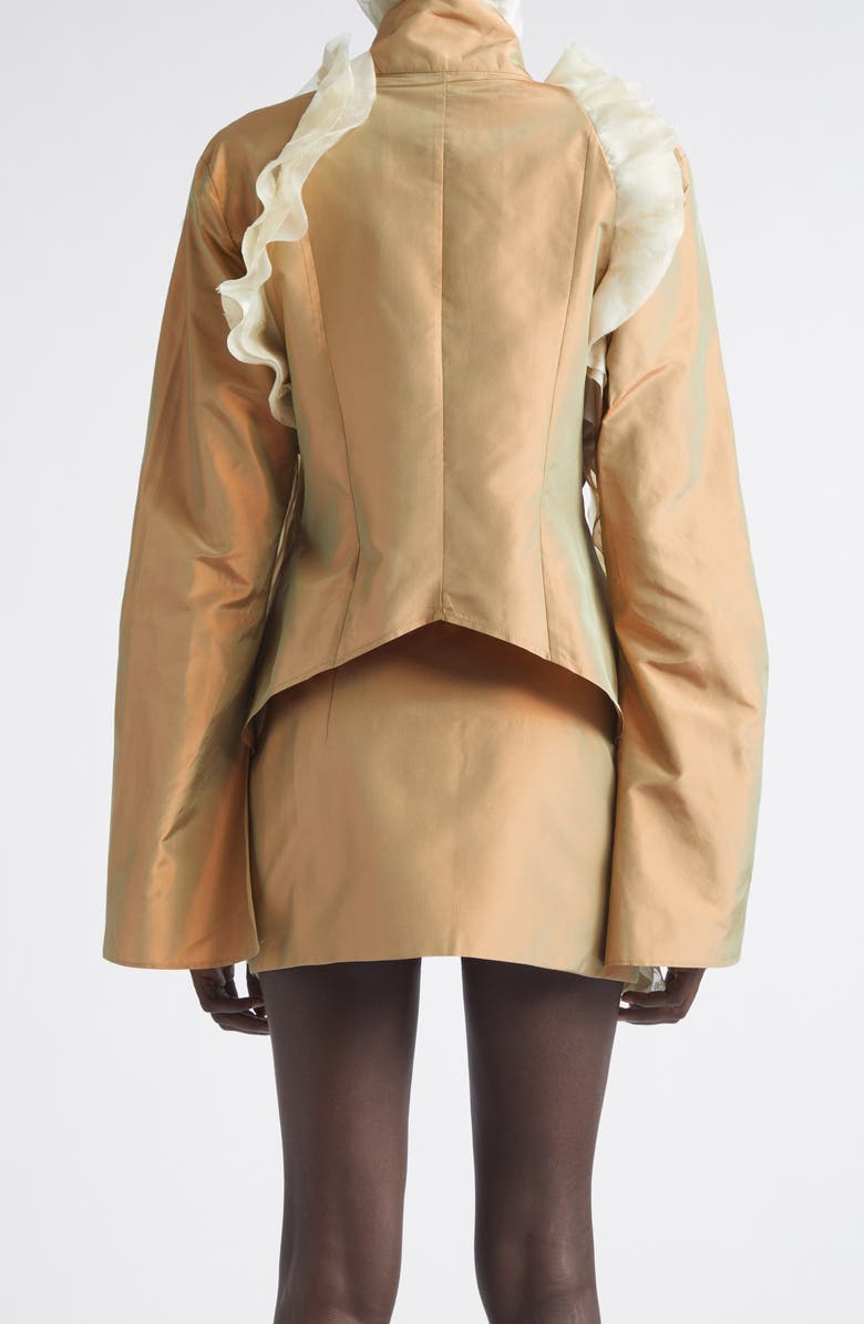 KIM SHUI Larsen Crop Silk Lace-Up Top, Alternate, color, Light Brown