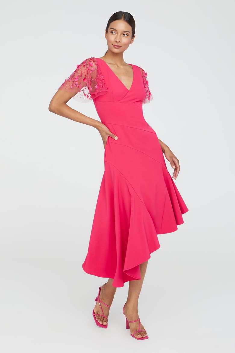 Jazlyn Asymmetric Dress, Alternate, color, Begonia