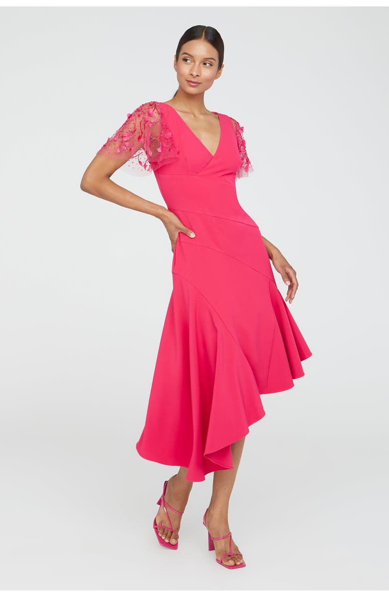 Theia Jazlyn Asymmetric Dress, Alternate, color, Begonia