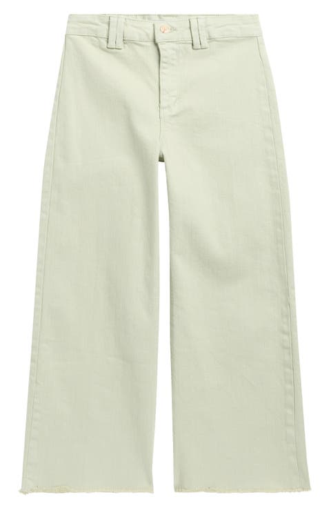 Kids' Fray Hem Wide Leg Jeans (Big Kid)