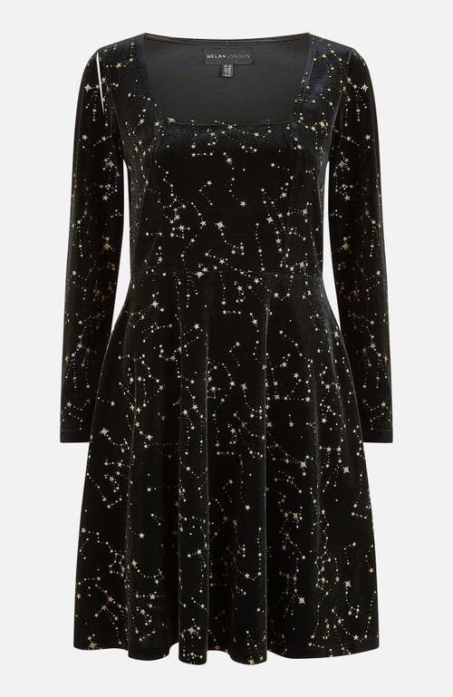 Yumi Star Foil Print Skater Dress In Multi