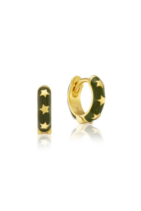Enameled Star Huggie Hoops