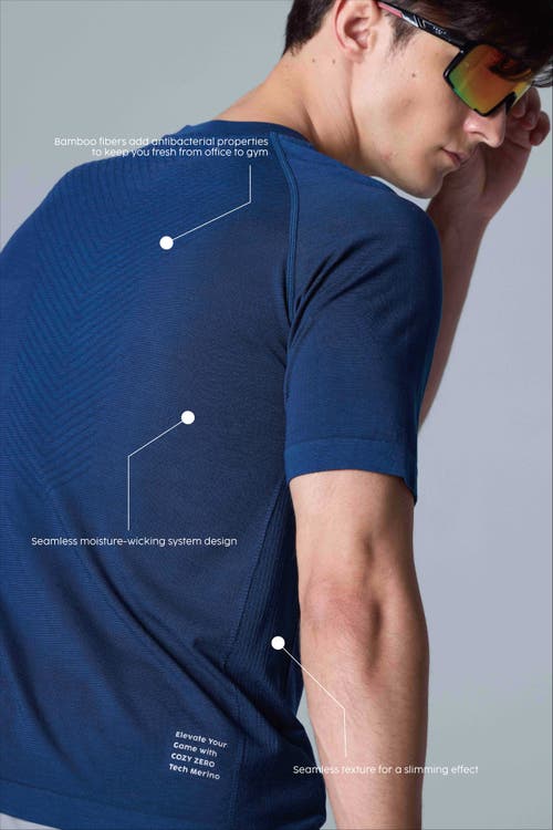 Cozy Zero Tech Merino Light Weight Daily Tee In Poseidon