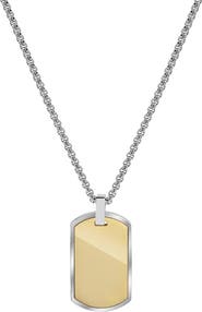 GEOFFREY BEENE Men's Stainless Steel Dog Tag Pendant Necklace