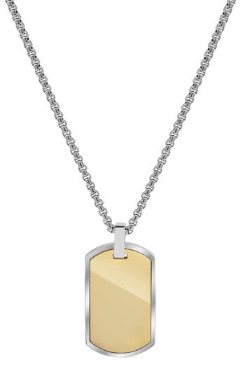 Geoffrey Beene Stainless Steel Dog Tag Pendant Necklace