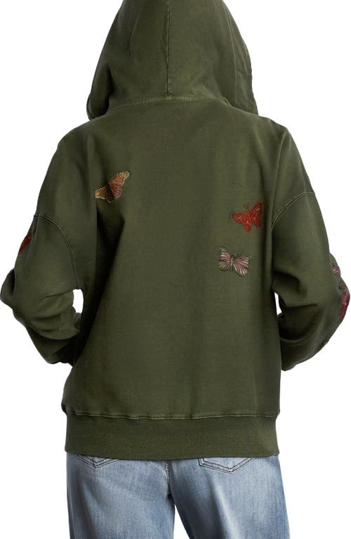 Billy T Butterfly Front Zip Hoodie In Green
