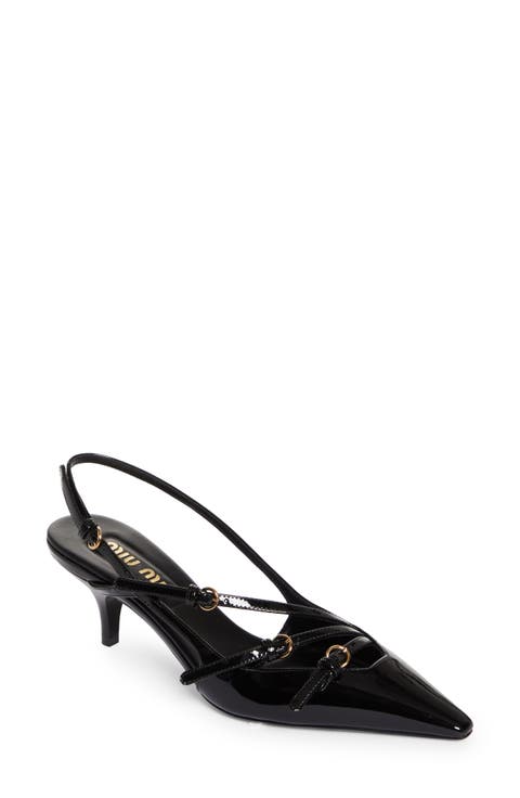 ☆韓国の人気☆【MIU MIU】☆SLINGBACK PUMPS☆関税込☆ Miu-Miu-Pink-Patent-Leather-