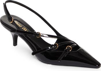 Miu Miu by Prada Black Leather SlingBack Heels deals Size 37.5