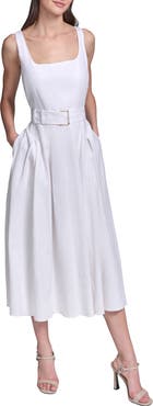 KARL LAGERFELD Belted Fit & Flare Dress
