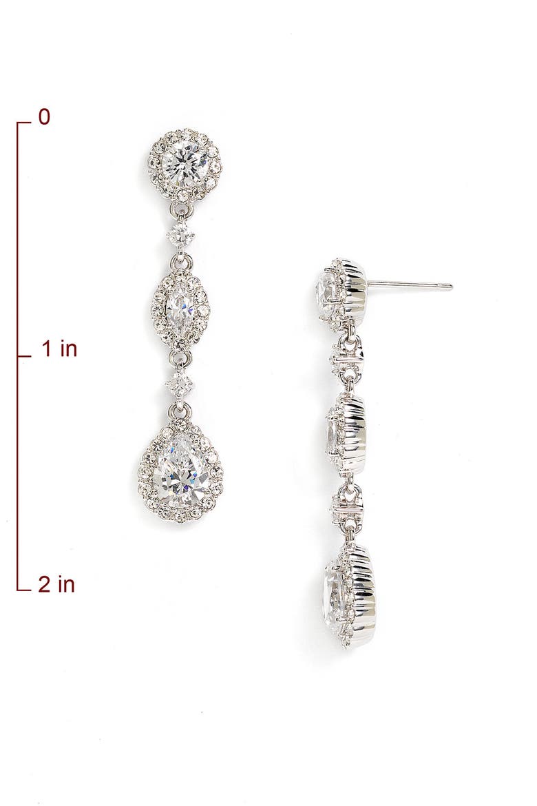 Framed Cubic Zirconia & Crystal Drop Earrings, Alternate, color, SILVER/ CLEAR