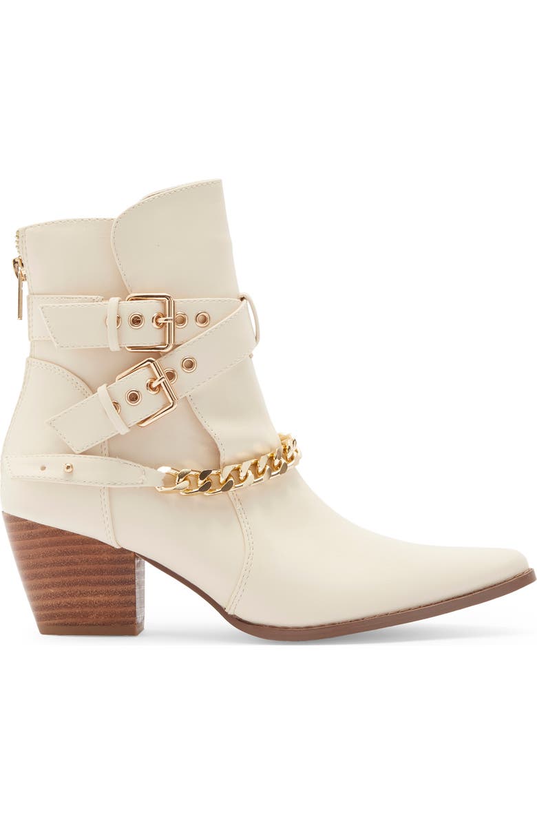 Matisse Jill Buckle Chain Trim Bootie, Alternate, color, Ivory Synthetic