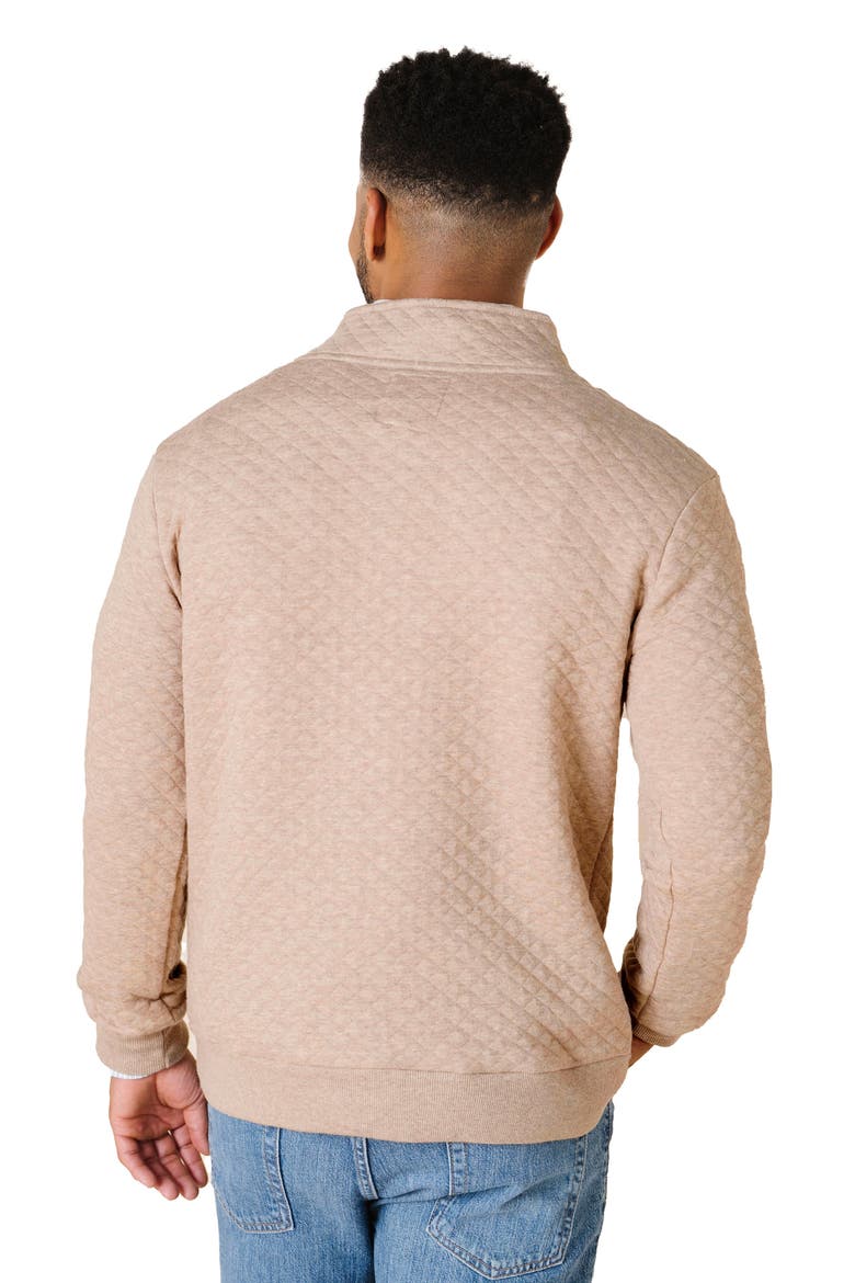Quilted Half Zip Pullover, Alternate, color, Camel Heather Quilted