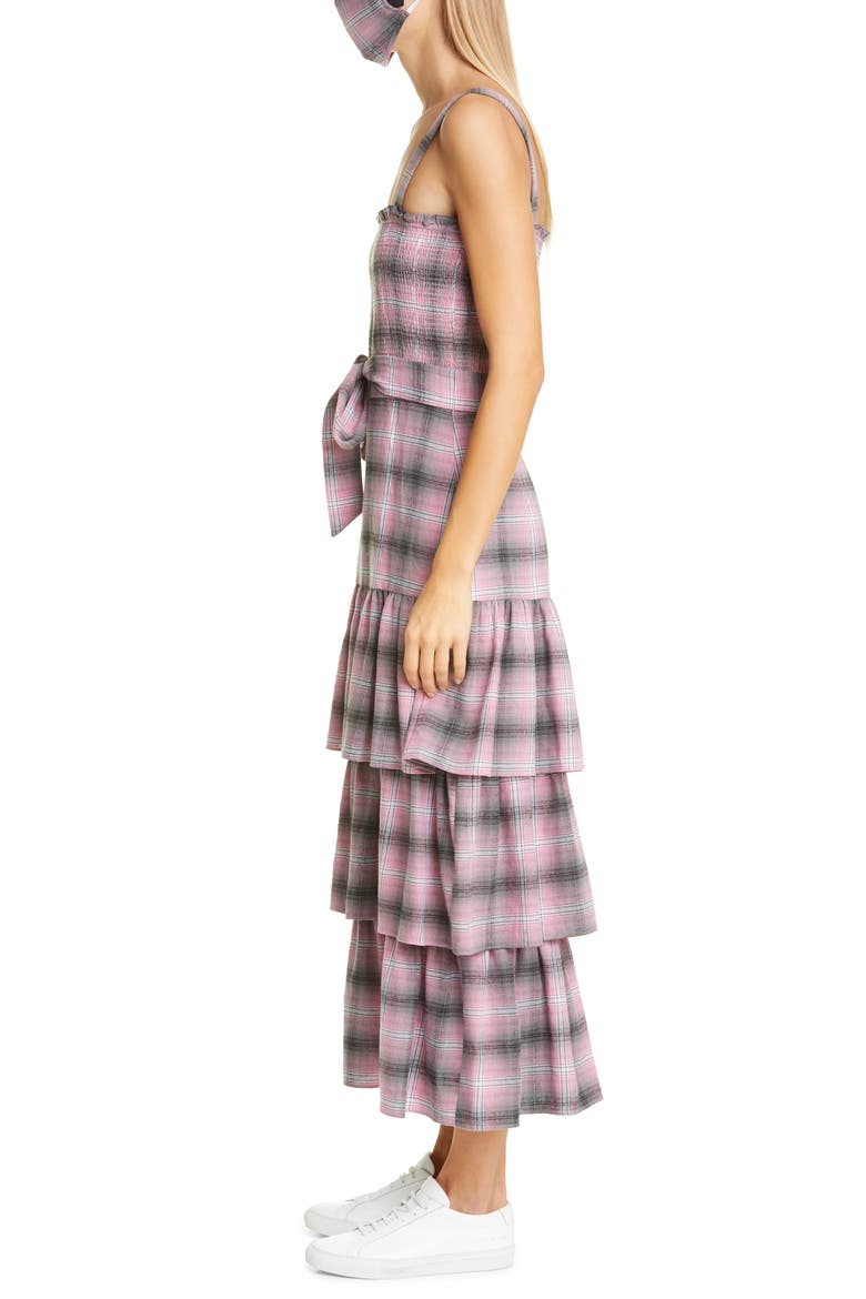 Paretti Plaid Smock Cotton Sundress, Alternate, color, PINK MULTI
