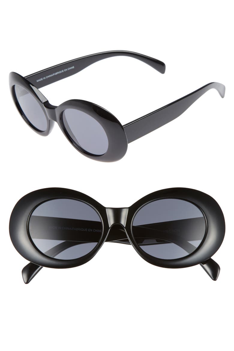 Oval Sunglasses, Main, color, BLACK