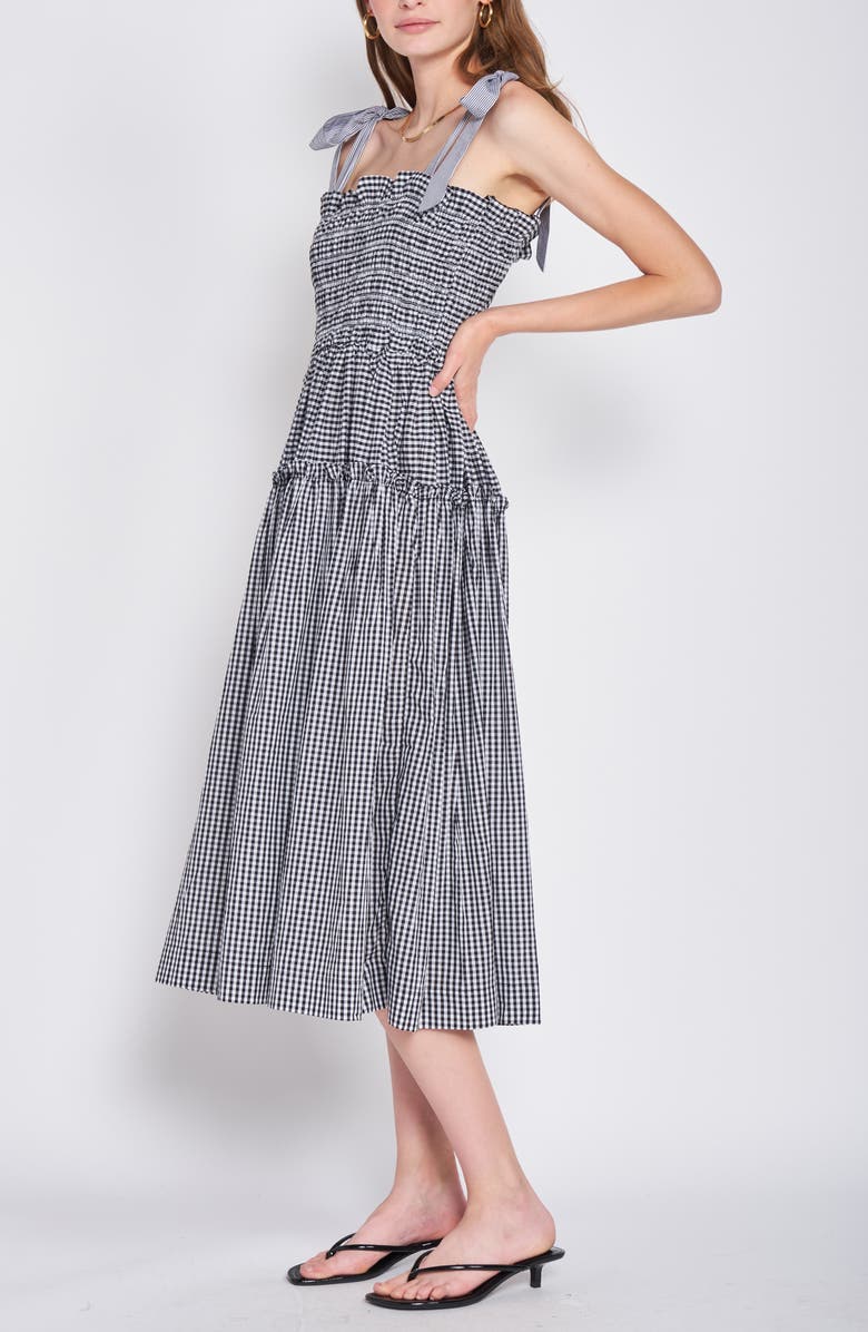 En Saison Gingham Smock Bodice Cotton Sundress, Alternate, color,