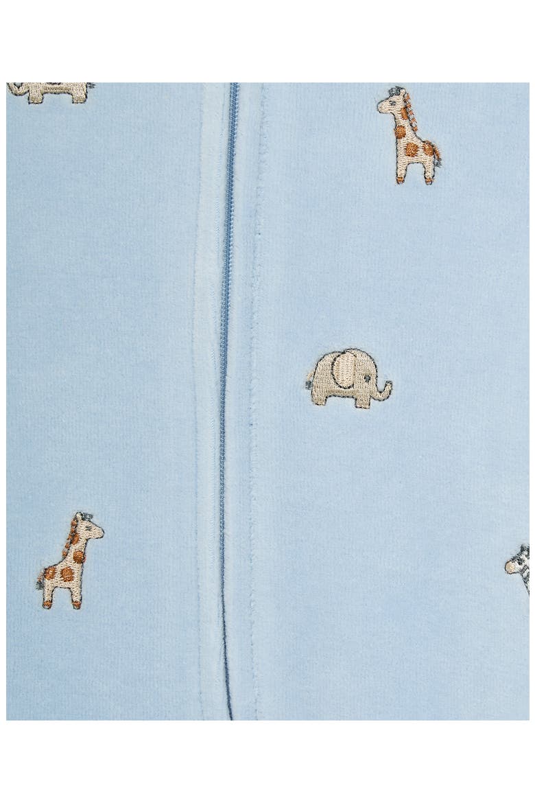 Kids' Animal Velour Footie, Alternate, color, BLUE