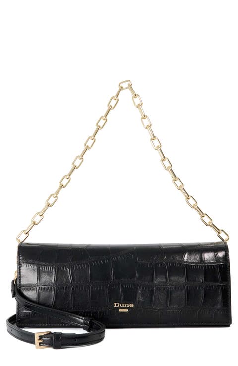 Bemuse Croc Embossed Faux Leather Shoulder Bag