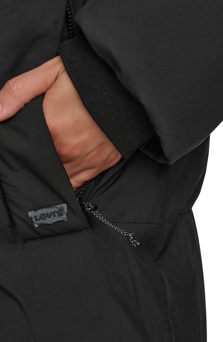 Levi's Water Resistant Side Zip Maxi Puffer Coat, Alternate, color, Black