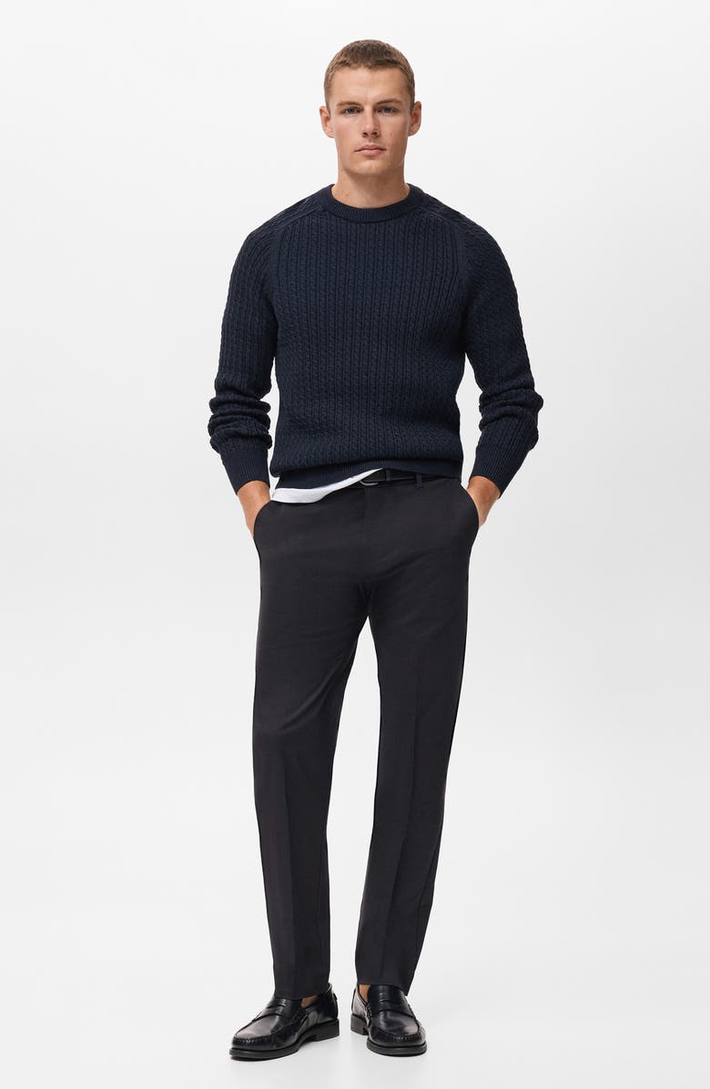 MANGO Slim Fit Stretch Cotton Twill Pants, Alternate, color, Black