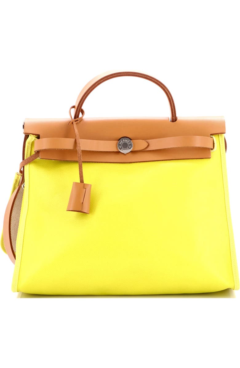 Pre-Owned Hermes Herbag Zip Berline Vache Canvas and Leather 31, Main, color, Lime