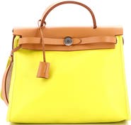 Pre-Owned Hermes Herbag Zip Berline Vache Canvas and Leather 31