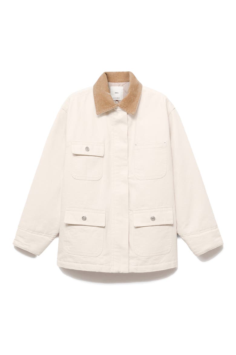 Corduroy Collar Denim Jacket, Alternate, color, ECRU