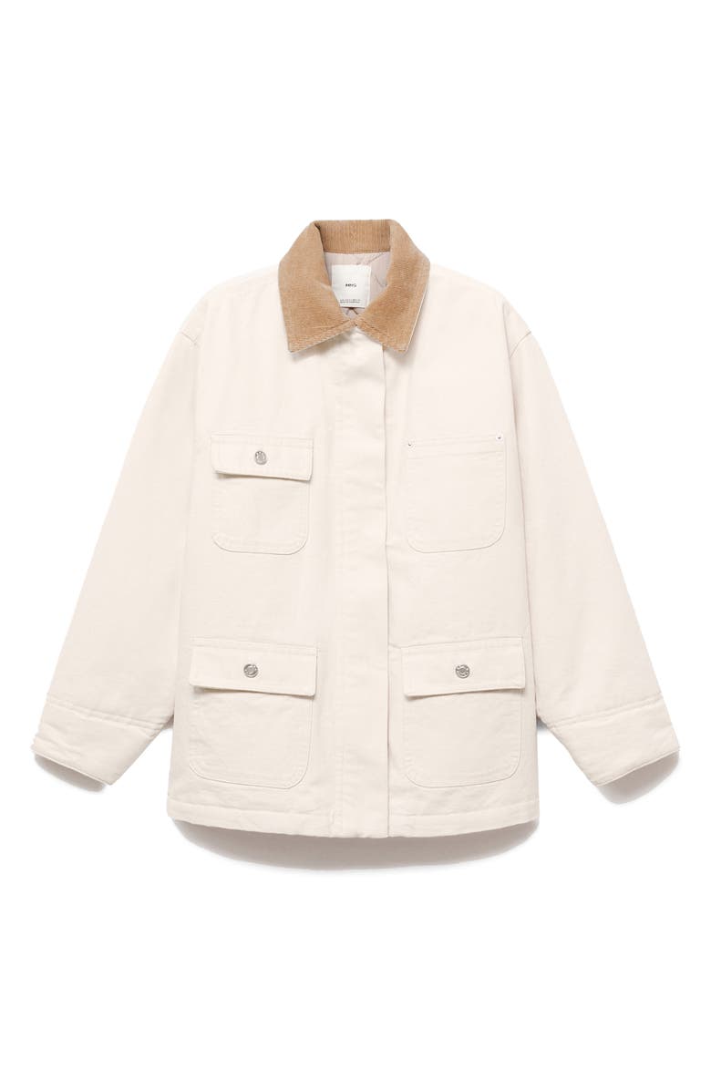 MANGO Corduroy Collar Denim Jacket, Alternate, color, Ecru
