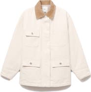 MANGO Corduroy Collar Denim Jacket