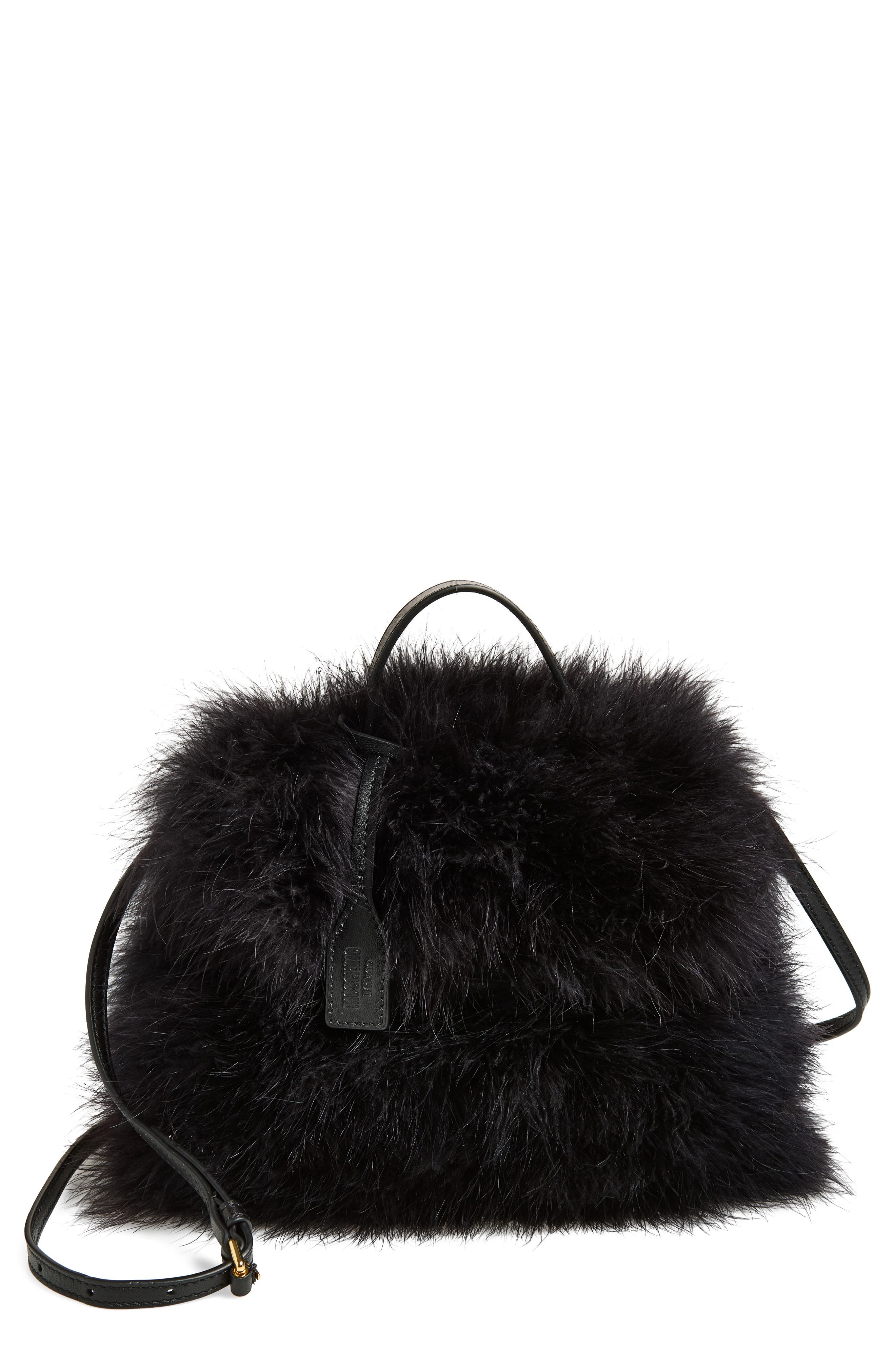Moschino Tie Me Feather Handbag, Main, color, One Color 00A Oa4