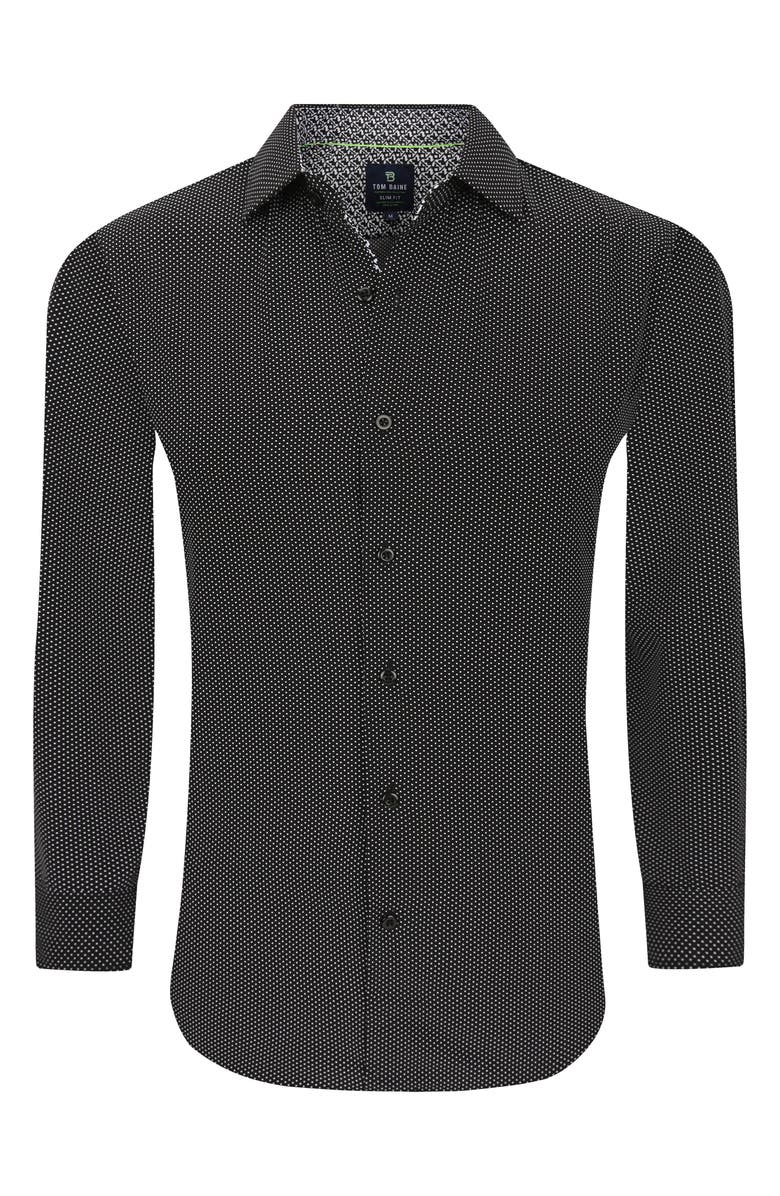 TOM BAINE Slim Fit Dot Long Sleeve Button-Up Dress Shirt, Alternate, color,