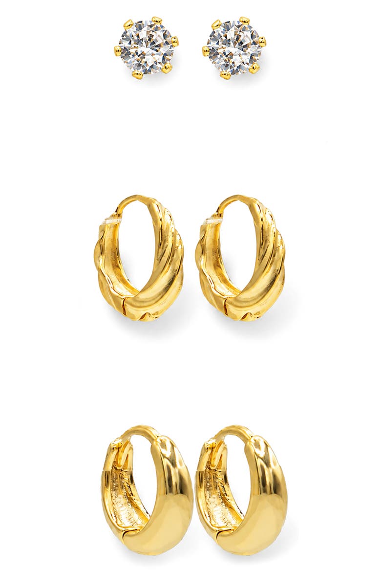 Mixed Stud & Hoop Earring Set, Main, color, GOLD