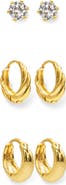 LA MENO Mixed Stud & Hoop Earring Set