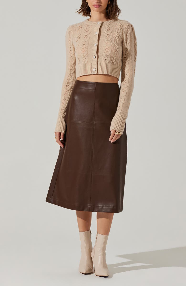 ASTR the Label Peri Wool Cable Knit Cardigan, Alternate, color, Vanilla