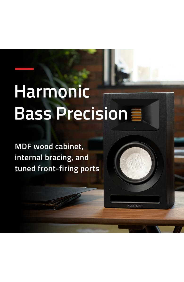 Fluance Ri71 Powered Bookshelf Speakers with AMT Tweeters, 5" Drivers, 120W Amp, Alternate, color, Black Ash