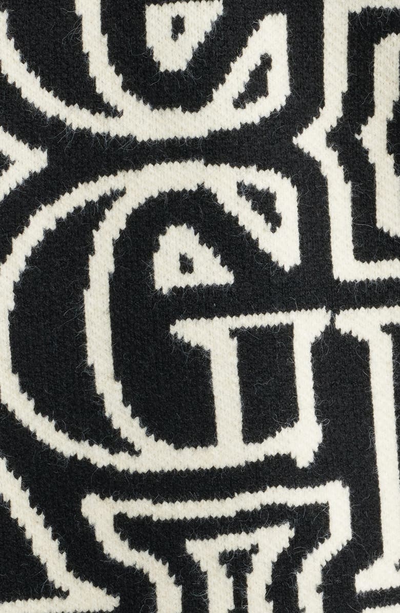 CRIMINAL DAMAGE Oversize Logo Jacquard Polo Sweater, Alternate, color, Black/Off White