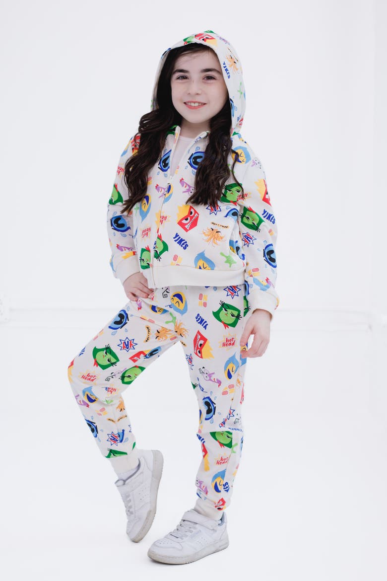 Inside Out Zip-Up 2-Piece Hoodie and Pants Set, Alternate, color, Ivory Inside Out