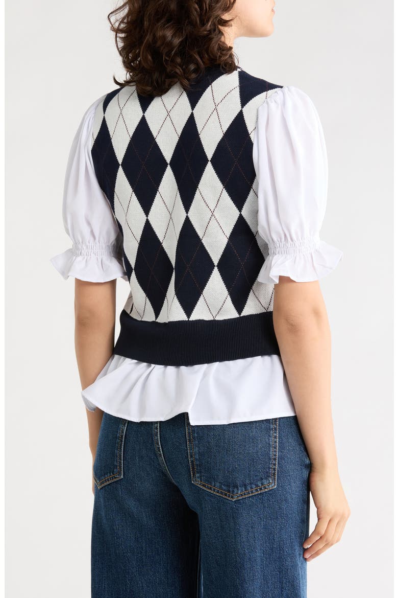 Twofer Ruffle Trim Sweater, Alternate, color, NAVY