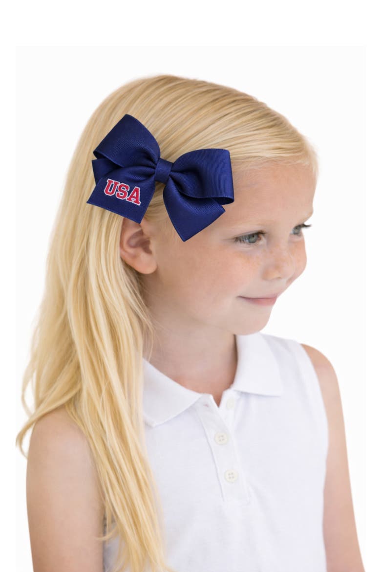 USA Hair Bow, Alternate, color, Navy Blue