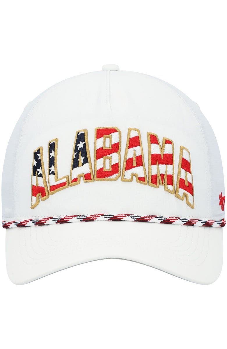 '47 Men's '47 White Alabama Crimson Tide Stars and Stripes Flag Flutter Hitch Snapback Hat, Alternate, color, White