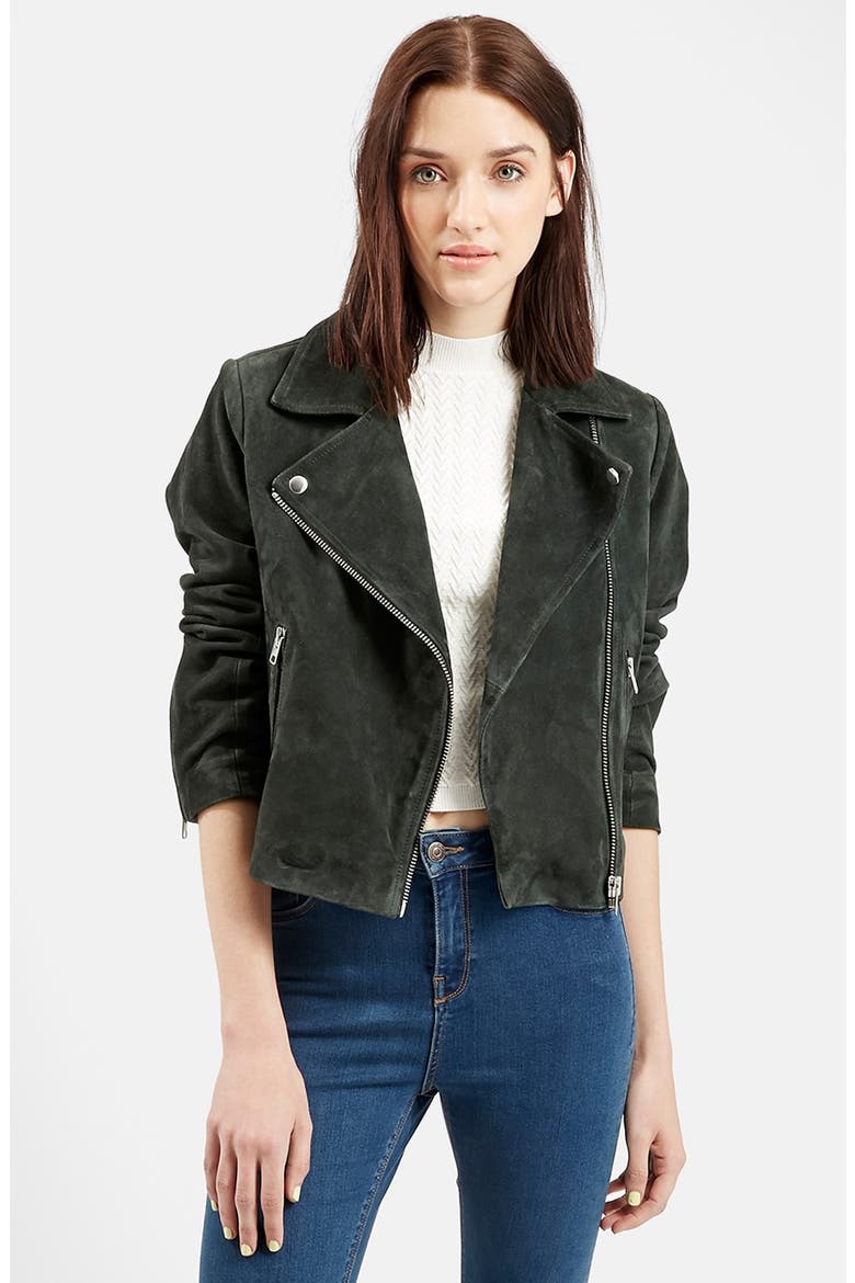 Suede Caddy Jacket, Alternate, color, DARK GREEN