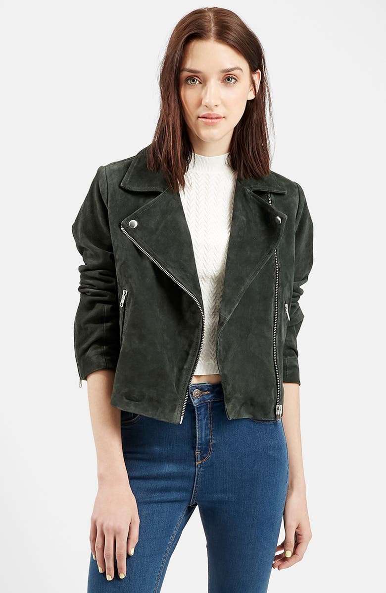 Topshop Suede Caddy Jacket, Alternate, color,