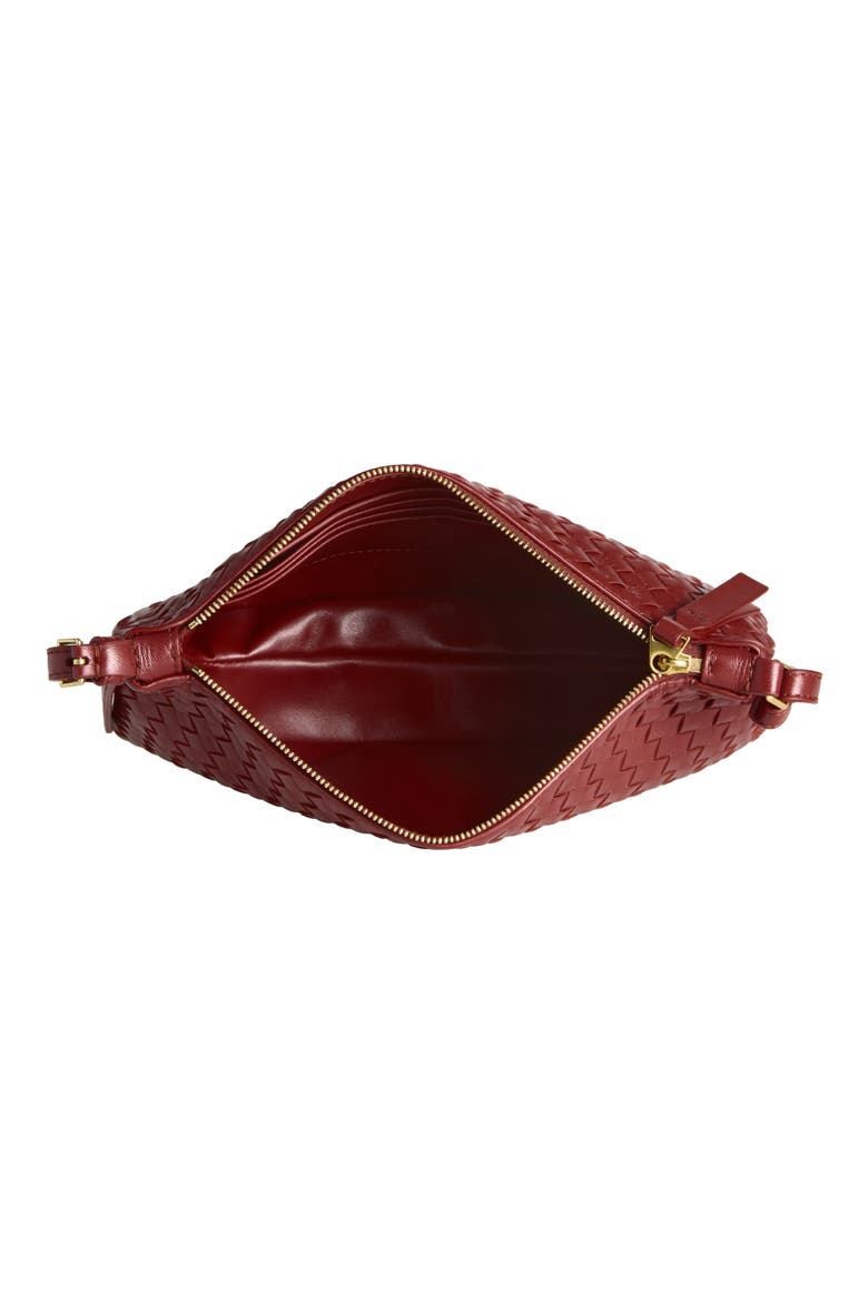 Medium Piccolo Intrecciato Leather Wallet on a Strap, Alternate, color, 6569 LAVA RED-BRASS V