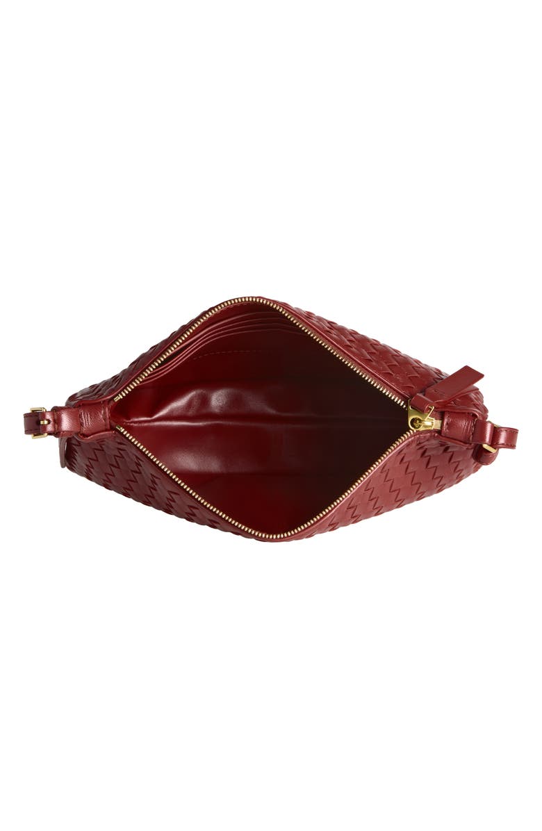 Bottega Veneta Medium Piccolo Intrecciato Leather Wallet on a Strap, Alternate, color, 6569 Lava Red-Brass V