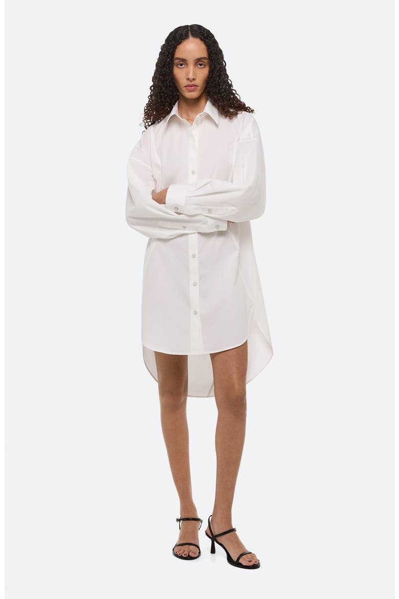 Long Sleeve Cotton Mini Shirtdress, Alternate, color, WHITE - 100