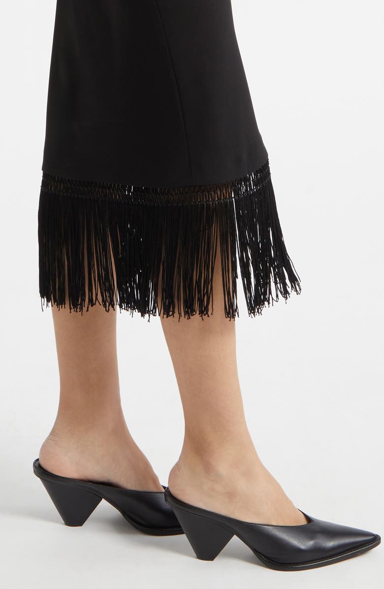 POSSE Bianca Fringe Hem Midi Dress, Alternate, color, Black