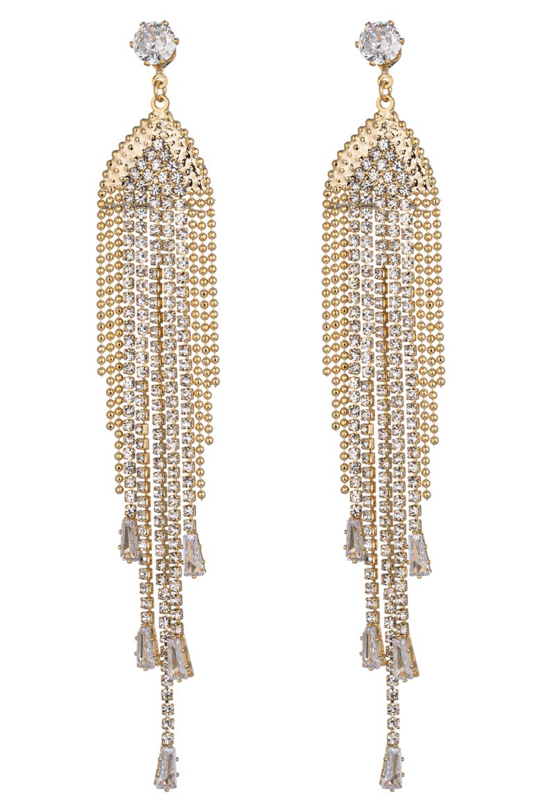 Celeste CZ Chain Fringe Drop Earrings, Main, color, GOLD