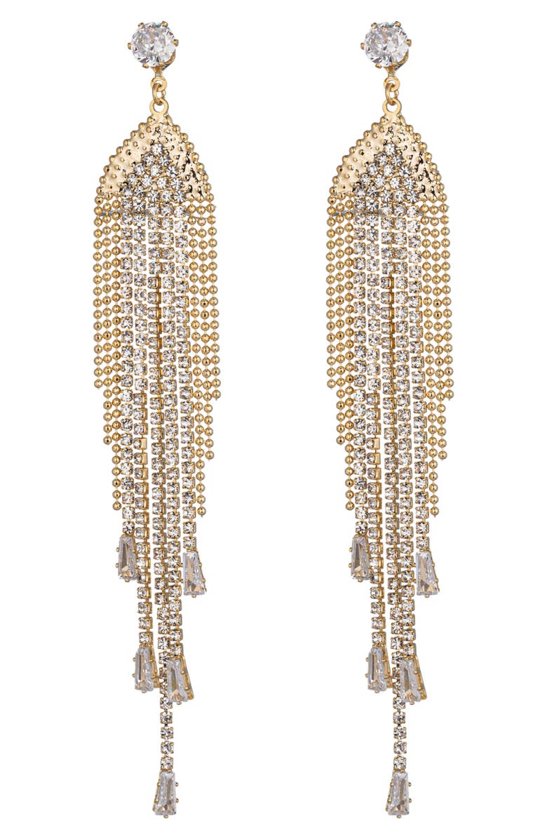 EYE CANDY LOS ANGELES Celeste CZ Chain Fringe Drop Earrings, Main, color, Gold