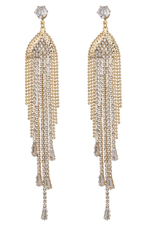 Celeste CZ Chain Fringe Drop Earrings